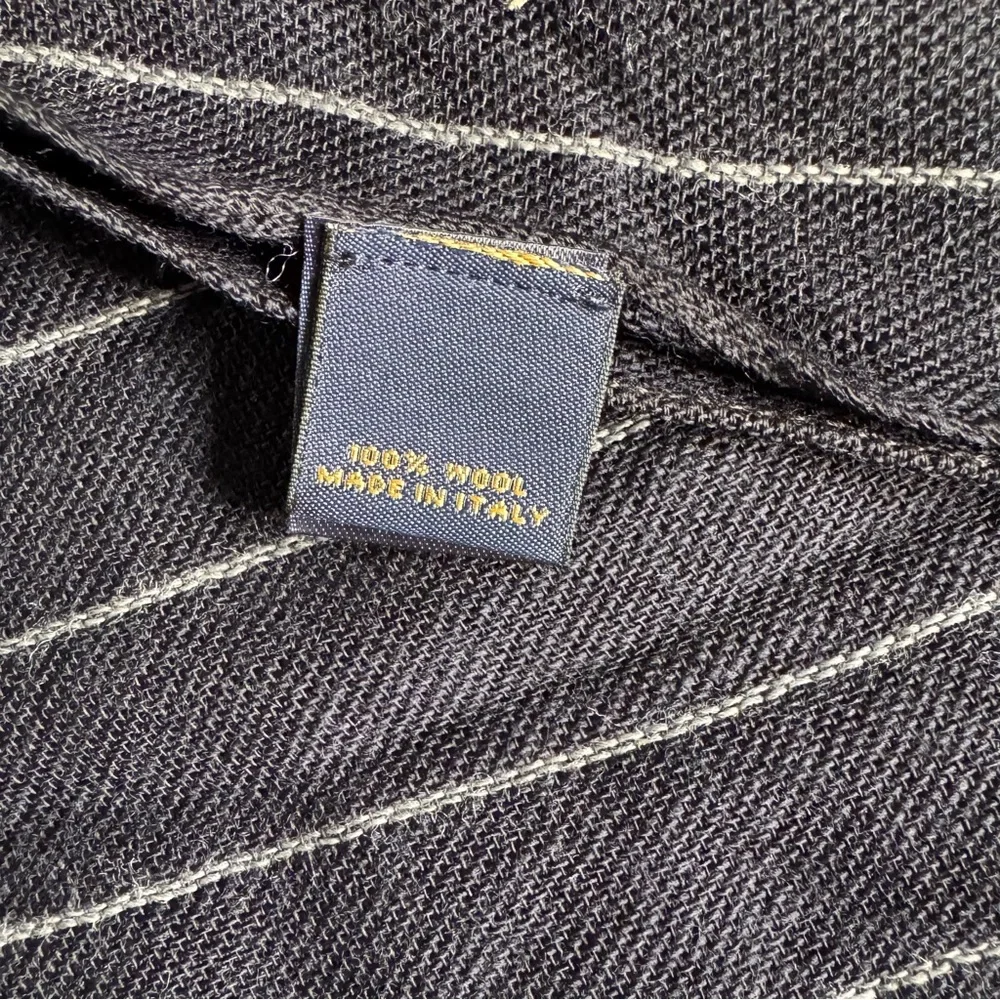 NWOT Brooks Brothers Wool Navy Gray Fringe Striped Scarf